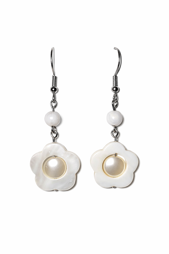 White Flower Earrings