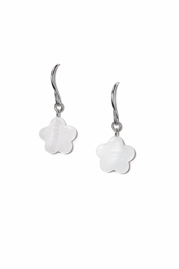 Simple White Flower Earrings