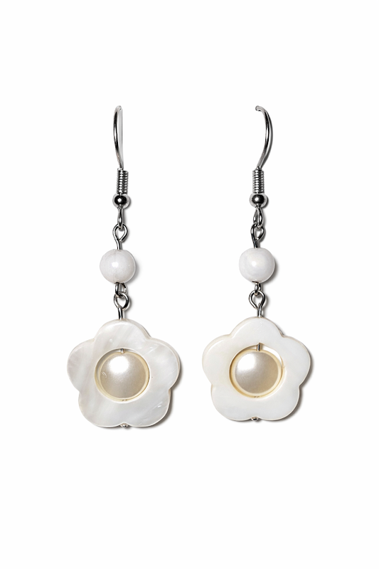 White Flower Earrings