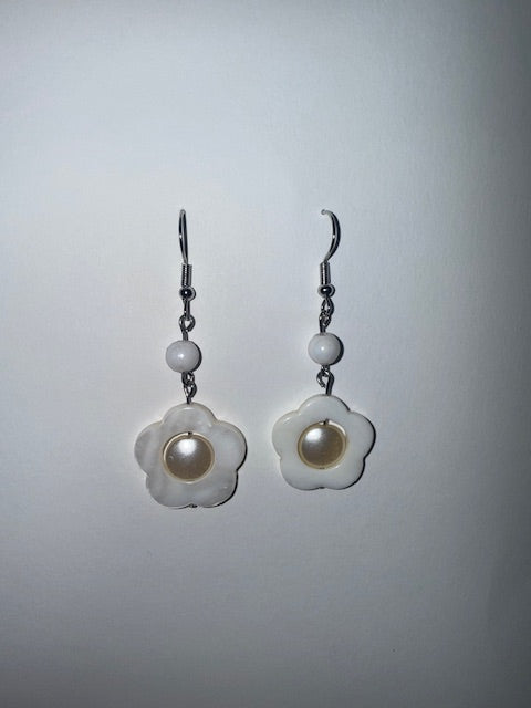 White Flower Earrings