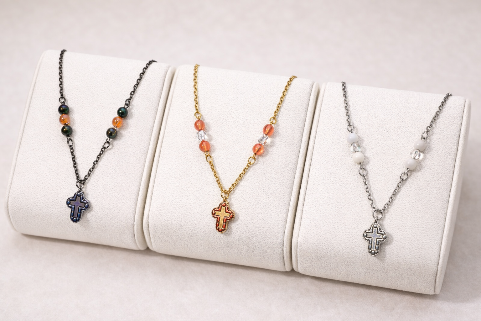 Beaded cross necklace